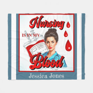 Cute Pinup_ Nursing in my blood Fleece Blanket