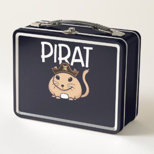 Cute pirat rat metal lunch box