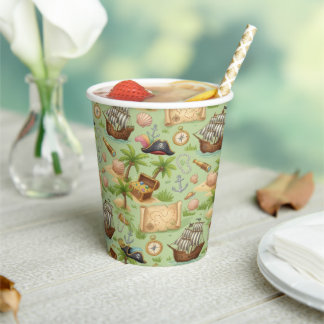 Cute Pirate Adventure Pattern Paper Cups