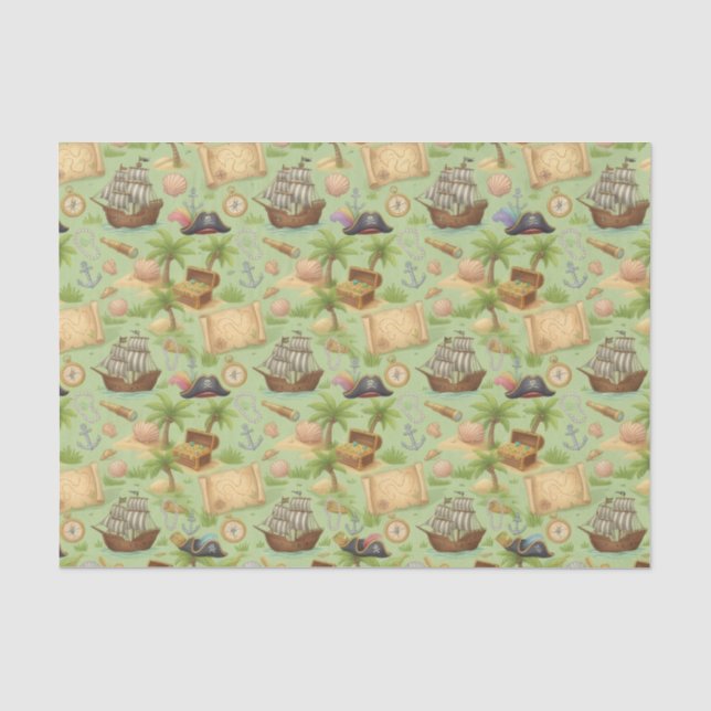 Cute Pirate Adventure Pattern  Tissue Paper (Front)