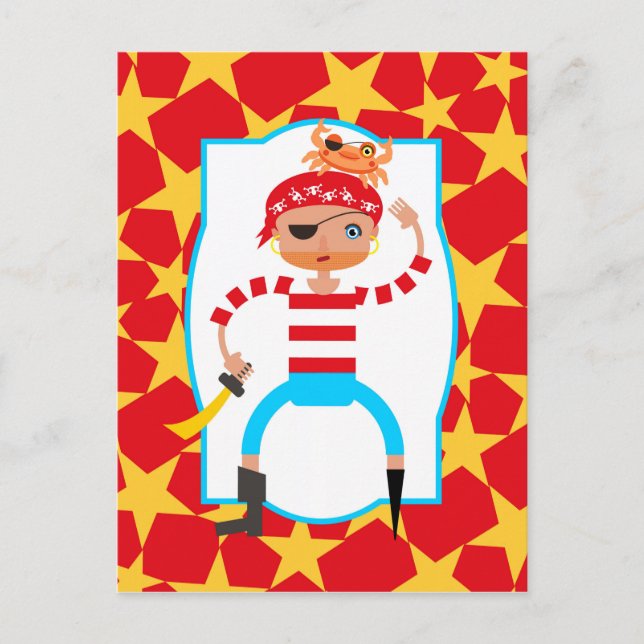 Cute pirate and crab postcard (Front)