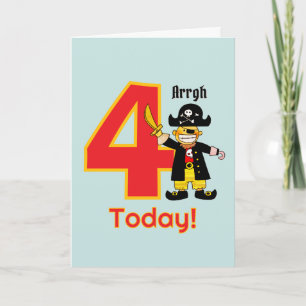 Cute Pirate Arrgh Four Today 4th Birthday Card