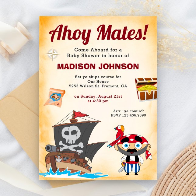 Cute Pirate Baby Shower Invitation (Creator Uploaded)