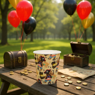 Cute Pirate Bear Treasure Map Party Paper Cups