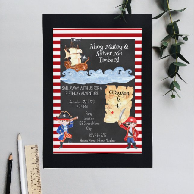 Cute Pirate Birthday Party Invitation (Creator Uploaded)