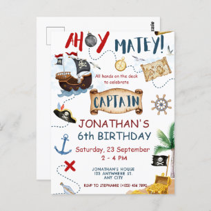 Cute Pirate Birthday Postcard
