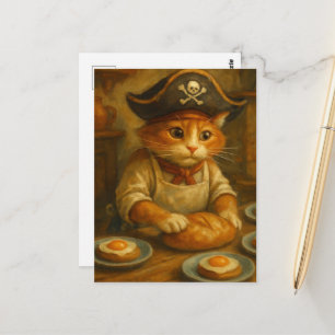 Cute Pirate Cat Baker Postcard