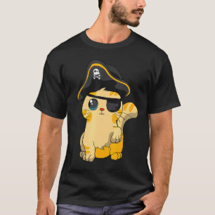 Cute Pirate Cat Captain with Skull Easy Halloween T-Shirt