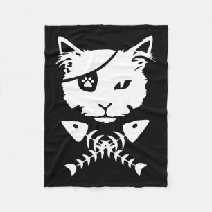 Cute Pirate Cat Funny  Fleece Blanket
