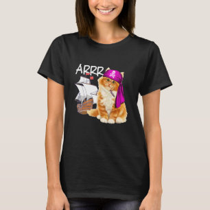 Cute Pirate Cat Goes Arrr Buccaneer Kitten Feline  T-Shirt