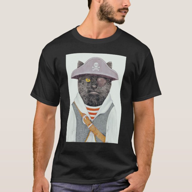 Cute Pirate Cat Skull 4 T-Shirt (Front)