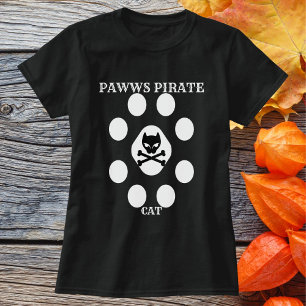 Cute Pirate Cat Vintage Paw Personalised Skull  T-Shirt