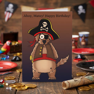 Cute Pirate Dog Ahoy Matey Kids Birthday Card