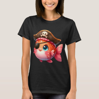 Cute Pirate Fish Illustration â€“ Kawaii Pirate Go T-Shirt