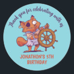Cute Pirate Fox Animal Kids Birthday Party Classic Round Sticker<br><div class="desc">Cute party favours for kids,  boys or girls who love animals. Perfect for kids birthday party,  party favours and thank you label. You can also customise the text for baby shower or other occasion and party.</div>