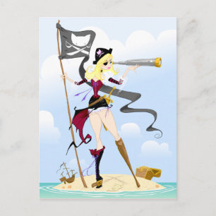 Cute Pirate Girl Postcards