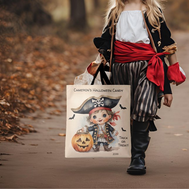 Cute Pirate Halloween Candy Trick or Treat Tote Bag (Creator Uploaded)
