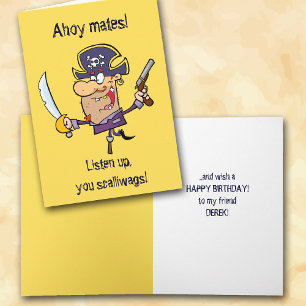 Cute Pirate Kid's Personalised Birthday Card