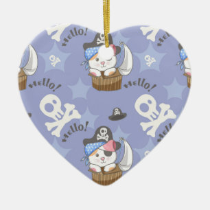 Cute Pirate Kitten Pattern Ceramic Tree Decoration