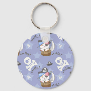 Cute Pirate Kitten Pattern Key Ring