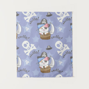 Cute Pirate Kitten Pattern Tapestry
