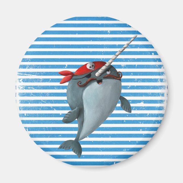 Cute Pirate Narwhal Magnet (Front)
