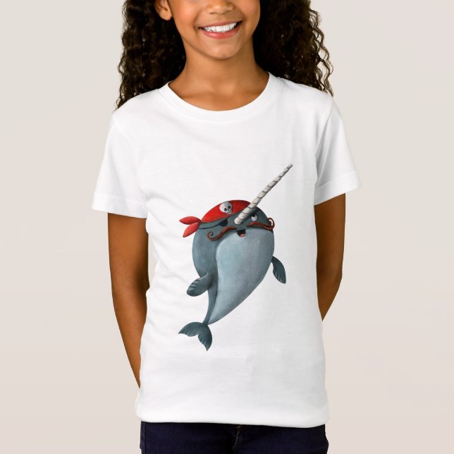 Cute Pirate Narwhal T-Shirt (Front)