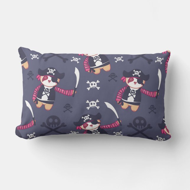 Cute Pirate Panda Bear Pattern Lumbar Cushion (Front)