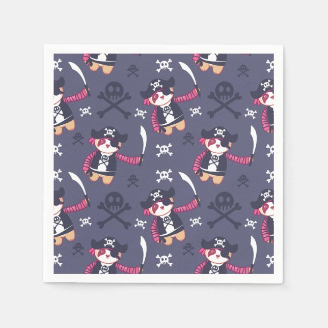 Cute Pirate Panda Bear Pattern Napkin (Front)