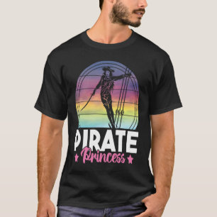 Cute Pirate Princess Girls Retro Sunset Ship Pirat T-Shirt