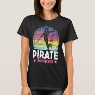 Cute Pirate Princess Girls Retro Sunset Ship Pirat T-Shirt