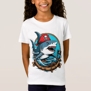 Cute pirate shark on a boat T-Shirt