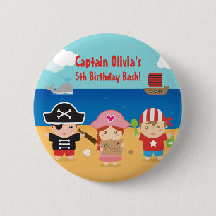 Cute Pirate Themed Kids Birthday Party Favours 6 Cm Round Badge