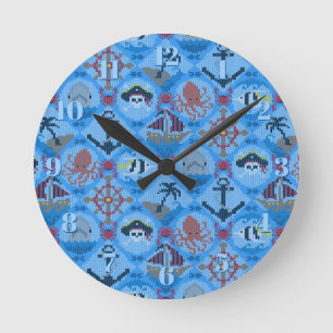 Cute Pirates Round Clock