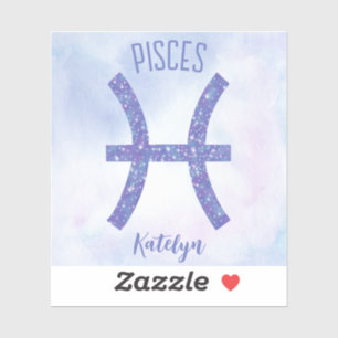Cute Pisces Astrology Sign Personalised Purple