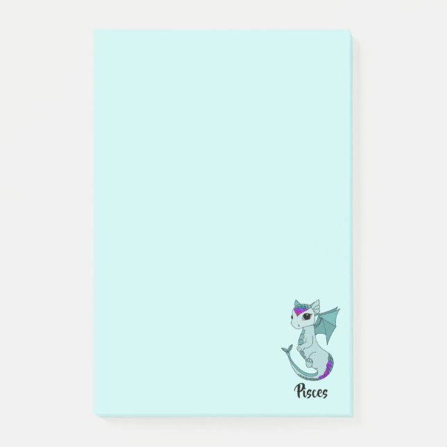 Cute Pisces Dragon design zodiac post-it notes (Front)