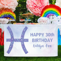 Cute Pisces Personalised Purple Happy Birthday