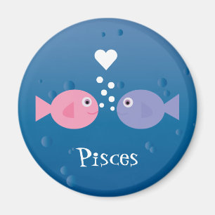 Cute Pisces Pink & Blue Cartoon Fish Custom Magnet