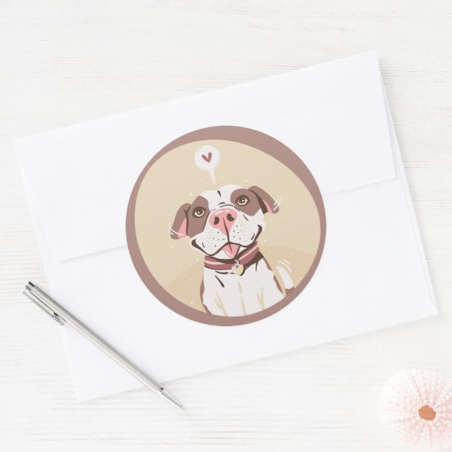 Cute Pit Bull Classic Round Sticker (Envelope)