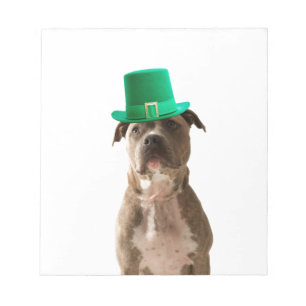 Cute Pit Bull Dog Hat St. Patrick's Day Notepad