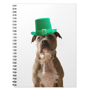 Cute Pit Bull Dog Hat St. Patrick's Day Spiral Notebook