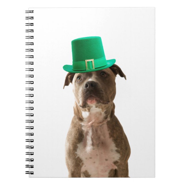 Cute Pit Bull Dog Hat St. Patrick's Day Spiral Notebook (Front)