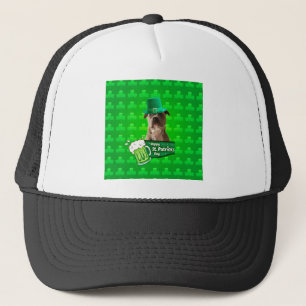 Cute Pit Bull Dog Hat St. Patrick's Day w Clovers