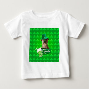 Cute Pit Bull Dog Hat St. Patrick's Day w Clovers Baby T-Shirt