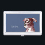 Cute Pit Bull Dog Monochromatic Watercolor Business Card Holder<br><div class="desc">Cute watercolor painting of an American pitbull terrier dog. It is painted in a monochromatic colour. Add  your name and customise this item. Great for dog lovers.</div>