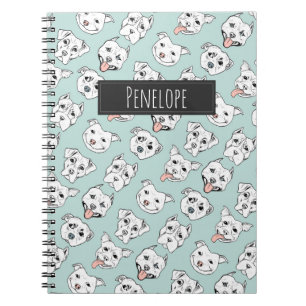 Cute Pit Bull Dog Pattern   Add Your Name Spiral Notebook