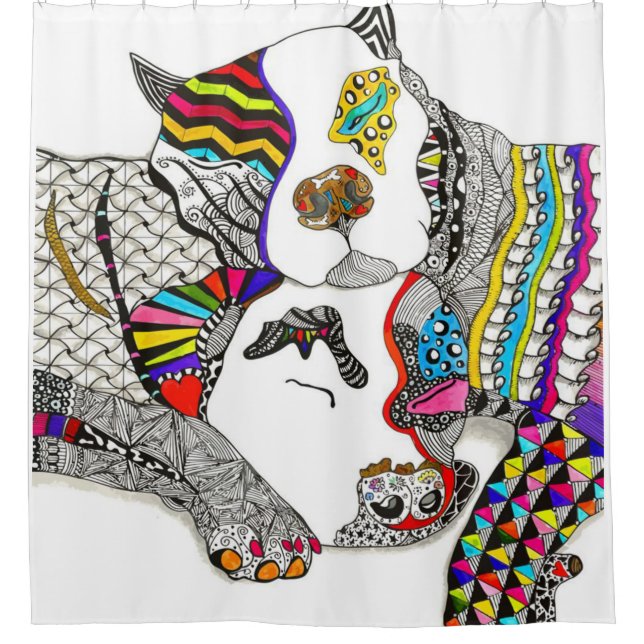 Cute Pit Bull Love You Shower Curtain (Front)