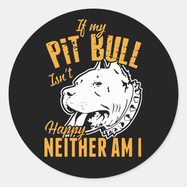 Cute Pit Bull Mum Dad Puppy Dog Funny Pitbull Classic Round Sticker (Front)