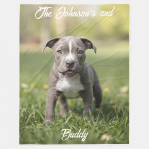 Cute Pit Bull Personalized Fleece Blanket