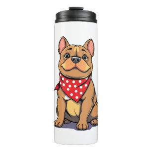 Cute Pitbull Bulldog with Bandanna Funny Dog Lover Thermal Tumbler